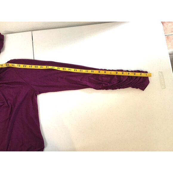 Venus Womens Long Sleeve Ruched Purple Top Size M - Picture 4 of 7